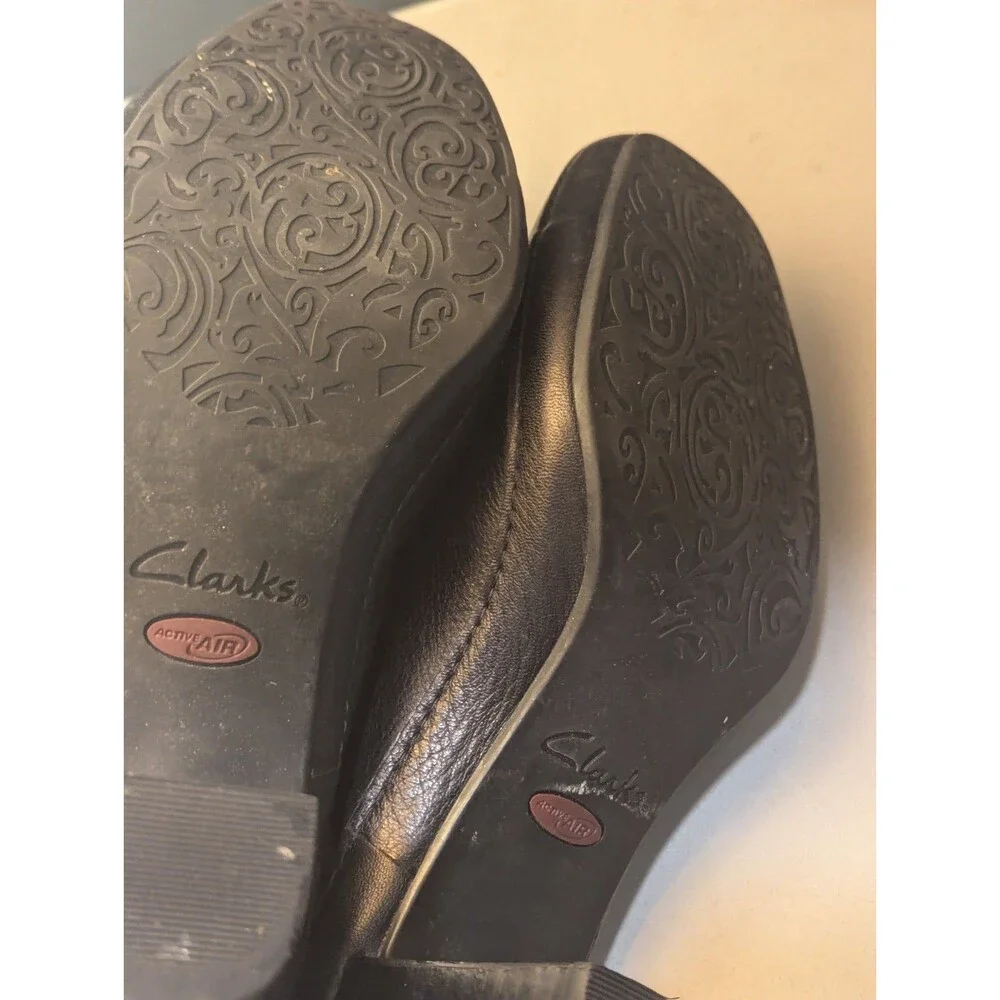 Clarks‎ Artisan Solid Black Leather Mule Diamond Trust Clogs Sz 8.5